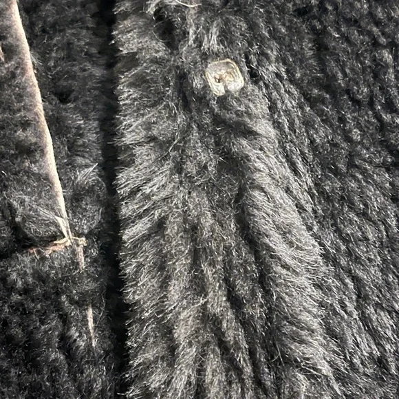 Fritala brown suede shearling coat with black trim, made in Finland - Picture 10 of 10